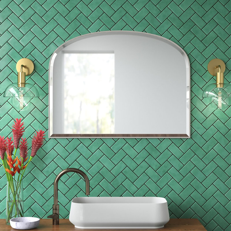 Drumourne Simple Arched Overmantle Mirror, Silver