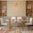 5-Piece Marble Design Rectangular Dining Set with Cantilever Chairs, Gold Table Leg-1924836138-1924836140