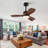 36" Wood Ceiling Fan With Lights Remote Control,Quiet DC Motor 3 Blade Ceiling Fans For Patio Living Room, Bedroom, Office,Indoor Outdoor(Black+Dark Walnut)