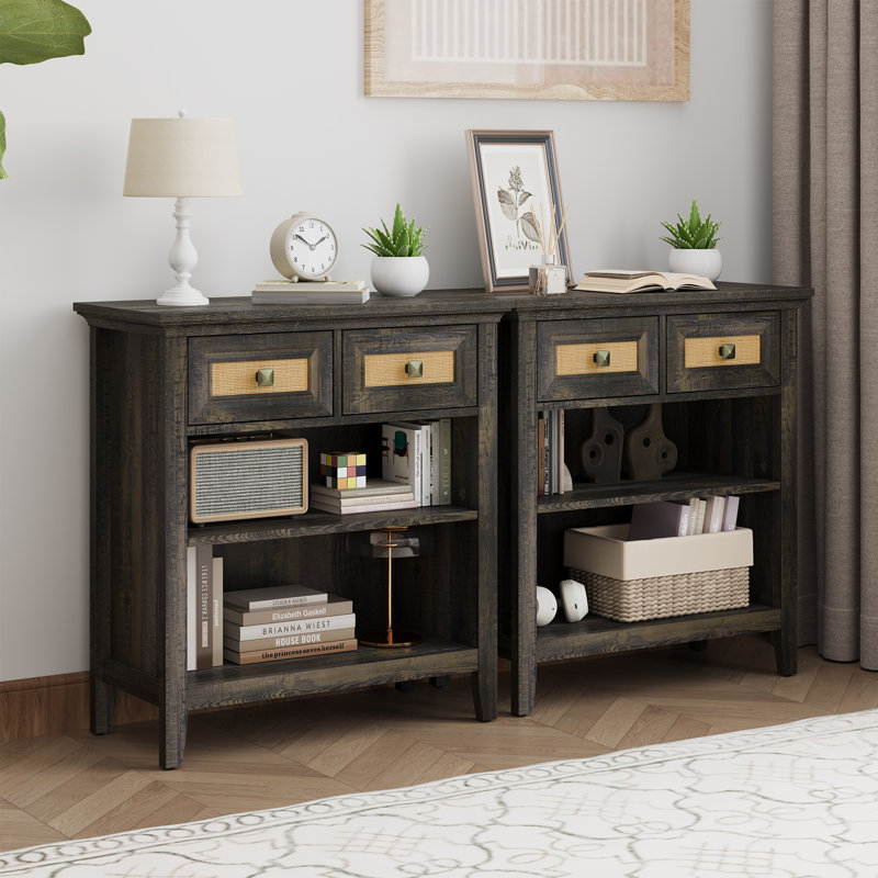 28'' 2 Drawer Accent Storage Cabinet,Set of 2, Gray