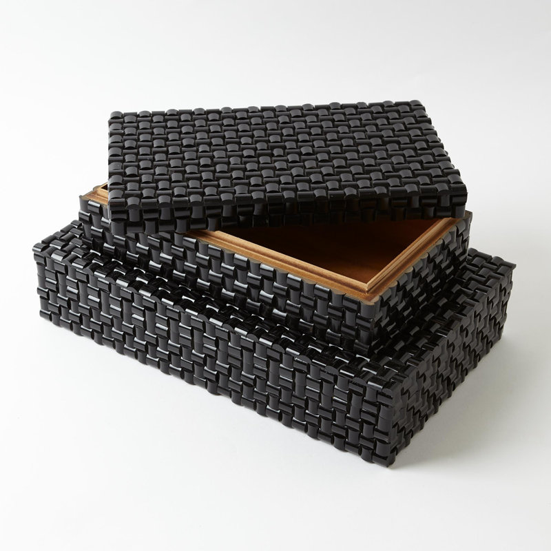 Horn Box Woven Black, 3" H x 7" W x 12" D