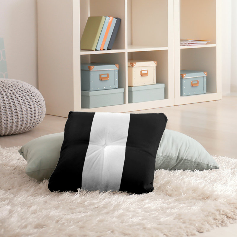 Coussin de sol touffeté, 30 po x 30 po, Noir / Blanc