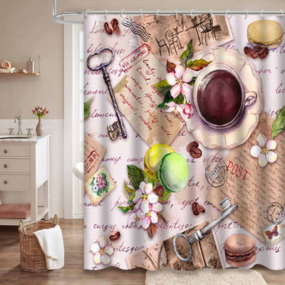 Vintage Old Coffee Tea Cup Macaroon Flowers Letters Keys Retro with 12 Hooks