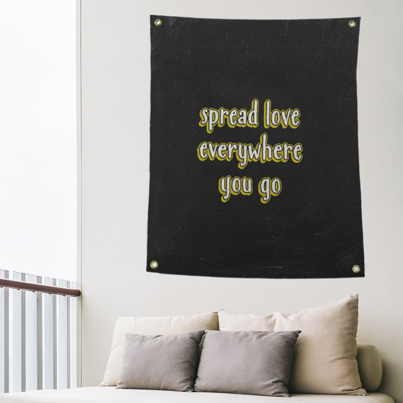 Tapisserie tableau noir en polyester spread quote, H 36 po x l 26 po, Jaune