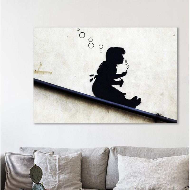 Bubble Girl I by Banksy - Wrapped Canvas Print, 30cm H x 46cm W x 4cm D