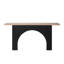 Console moderne minimaliste avec base en arche noire et plateau en bois naturel, console de 66 po de longueur