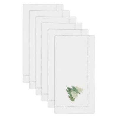 Ensemble de 6 serviettes de table brodées Whimsical Christmas Tree