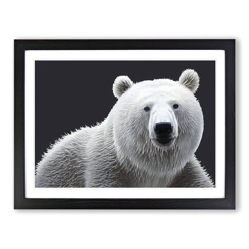 Dynamic Polar Bear - Framed Print, Black, 46cm H x 64cm W x 2cm D