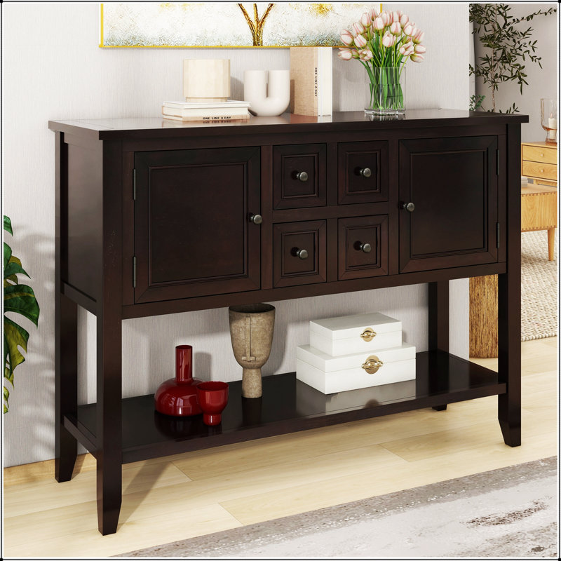 Grande console de rangement rétro avec quatre petits tiroirs Cambridge Series, Espresso