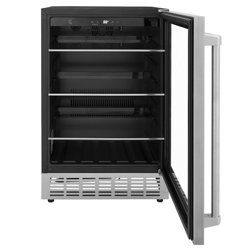 ZLINE 24" Monument Autograph Edition 154 Can Beverage Fridge in Stainless Steel, Matte Black