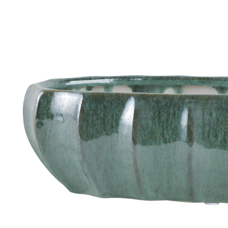 Bol décoratif en céramique avec finition glacée brillante - Bol décoratif moderne parfait pour la table basse - Décoration intérieure et présentation de table - Vert