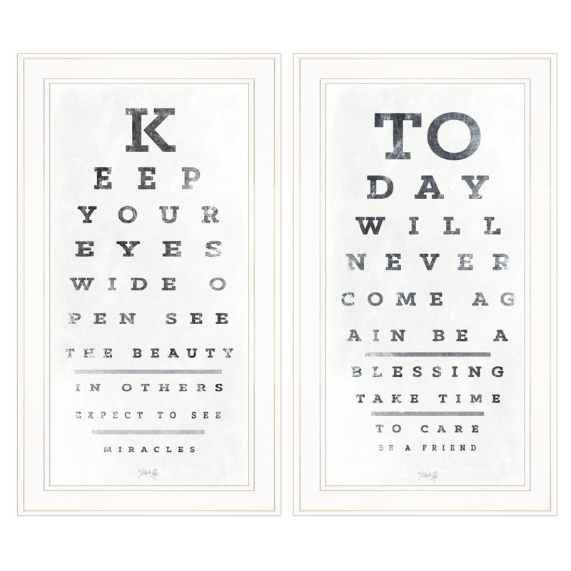 «Eye Charts», art mural encadré 2 pièces pour le salon et la maison par Marla Rae, Blanc