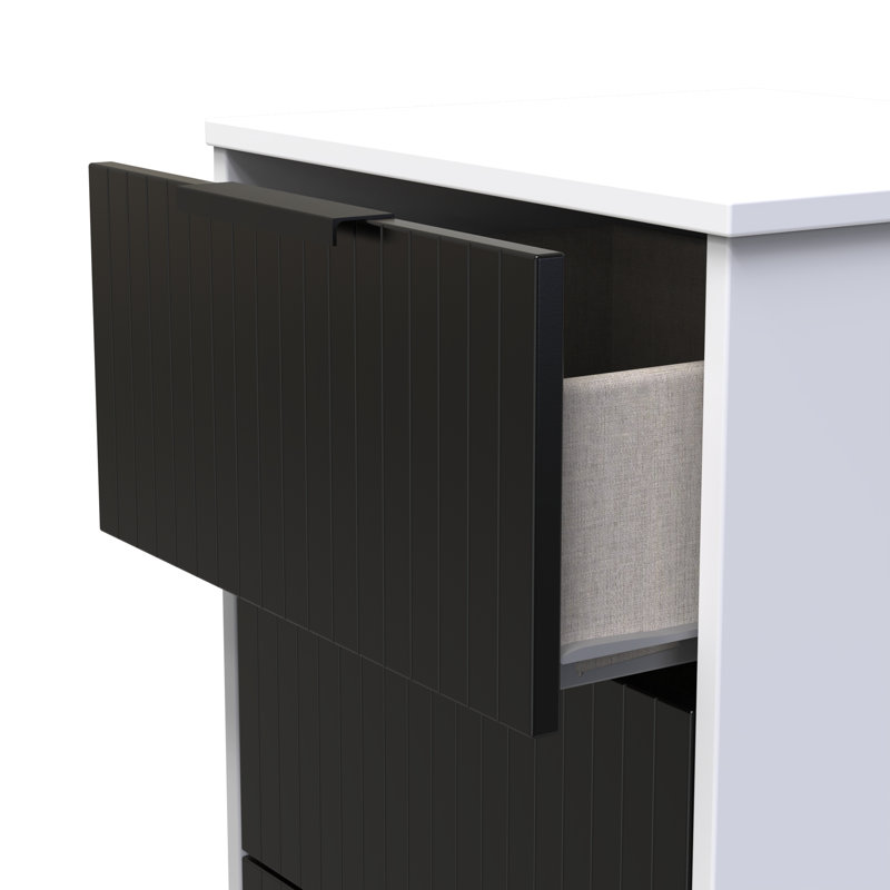 Atsumi 45cm W Manufactured Wood Bedside Table, Deep Black/White Matt
