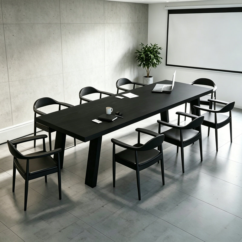 Modern Solid Wood Rectangular Conference Table