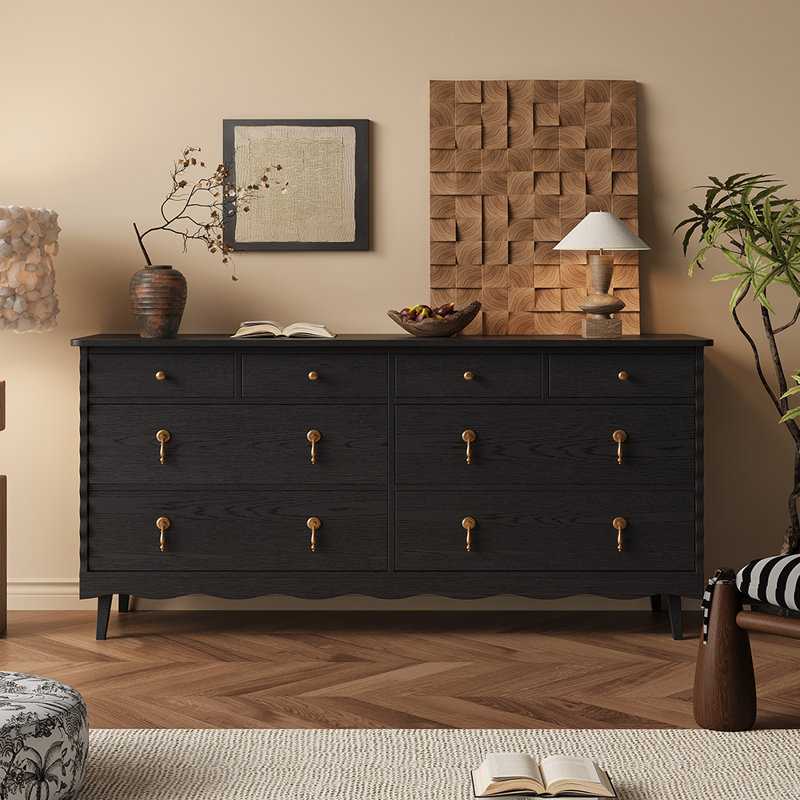 Buffet de luxe rétro français, Noir, H 31,1 po x l 63 po x P 17,7 po