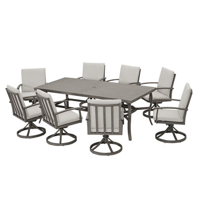 Whittlesey Rectangular Aluminum Dining Set with Cushions