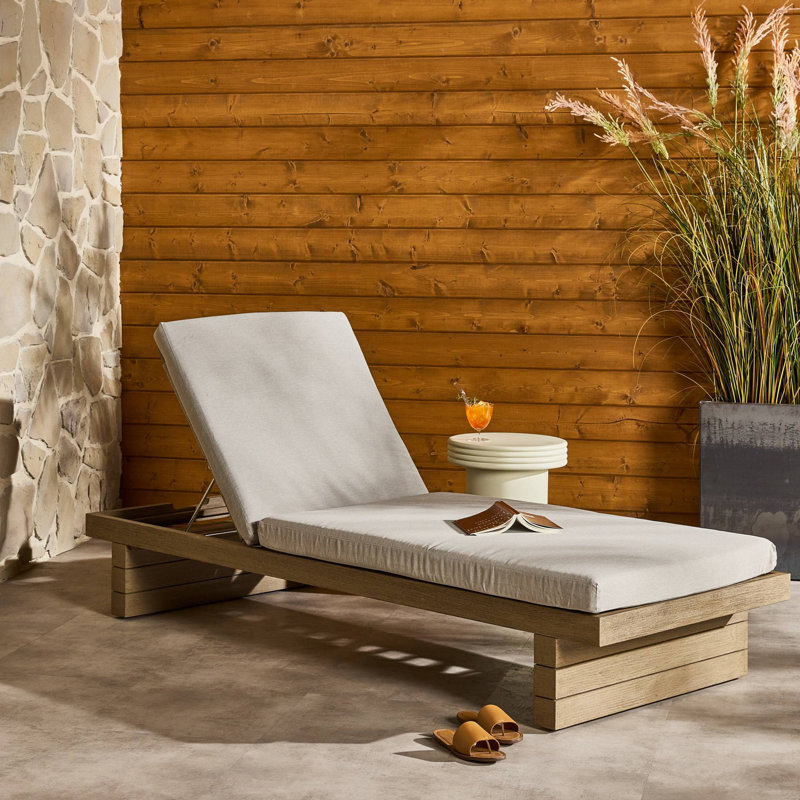 Chaise longue inclinable 78,75 po avec coussins Davie, Brun, Gris pierre