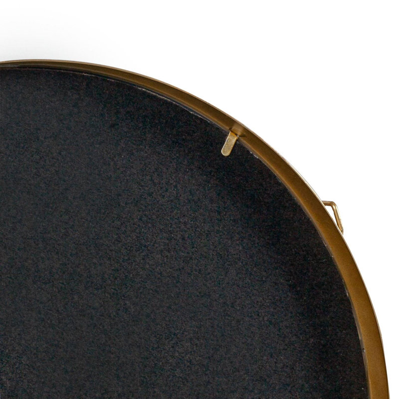 Harbour Housewares - Round Metal Frame Hanging Mirror on Strap, 40cm H x 40cm W, Gold