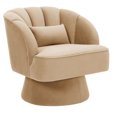 Fauteuil d'appoint pivotant à 360 °, fauteuil confortable moderne avec base surdimensionnée et siège allongé, rembourrage en coton épais, capacité de charge de 300 lb