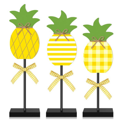 Summer Pineapple Wooden Table Decor Set Of 3