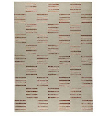 Tapis décoratif géométrique beige/rouge fabriqué à la main hoeft