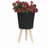 S/2 10/12" RIDGED PLANTER W/ WOOD LEGS, BLACK (KD)
