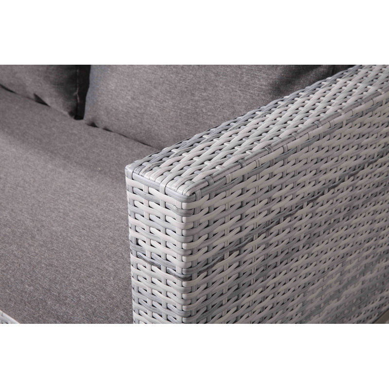 Canapé d'extérieur avec coussins Goncalves, Gris clair / Gris foncé