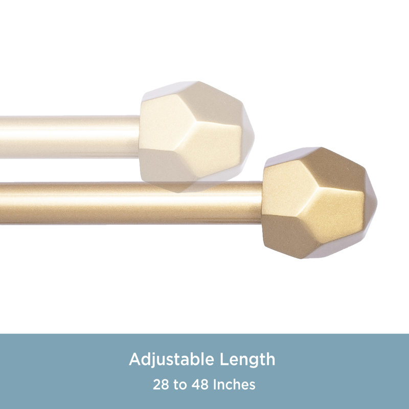 Kingstown Burnished Adjustable 0.5" Single Curtain Rod, 28" - 48", Burnished Brass