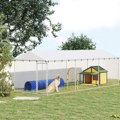 19.7' x 7.5' x 4.9' Covered Dog Kennel for Large Dogs