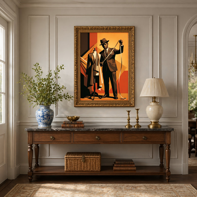 Art mural en toile noyer doré encadré pour le salon, la chambre à coucher, le bureau ou le vestibule - décoration murale décorative avec costume sur mesure