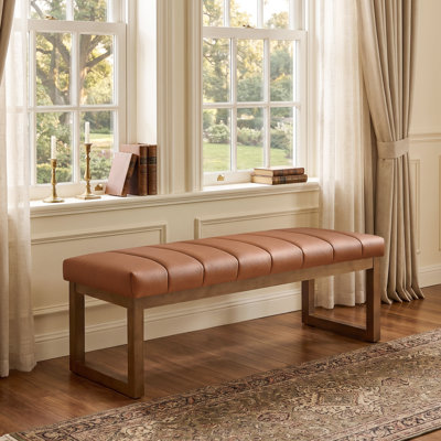 53" Wide Faux Leather Upholstered Bench