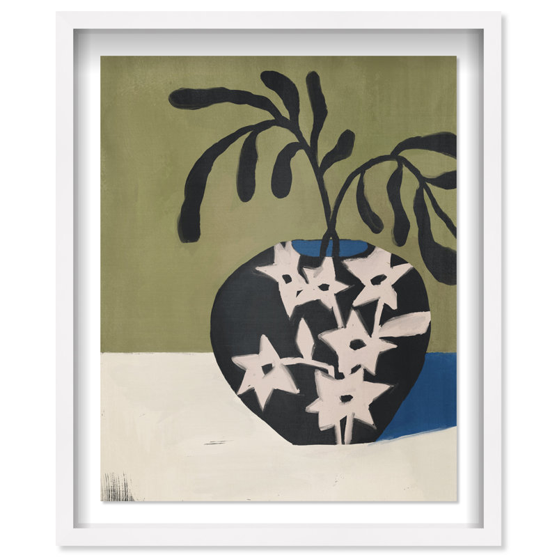 Olive Branch Vase Shadowbox Floral & Botanical Print by Oliver Gal, Black Frame, 16 x 20, 37.5"H x 31.5"W, White Shadowbox