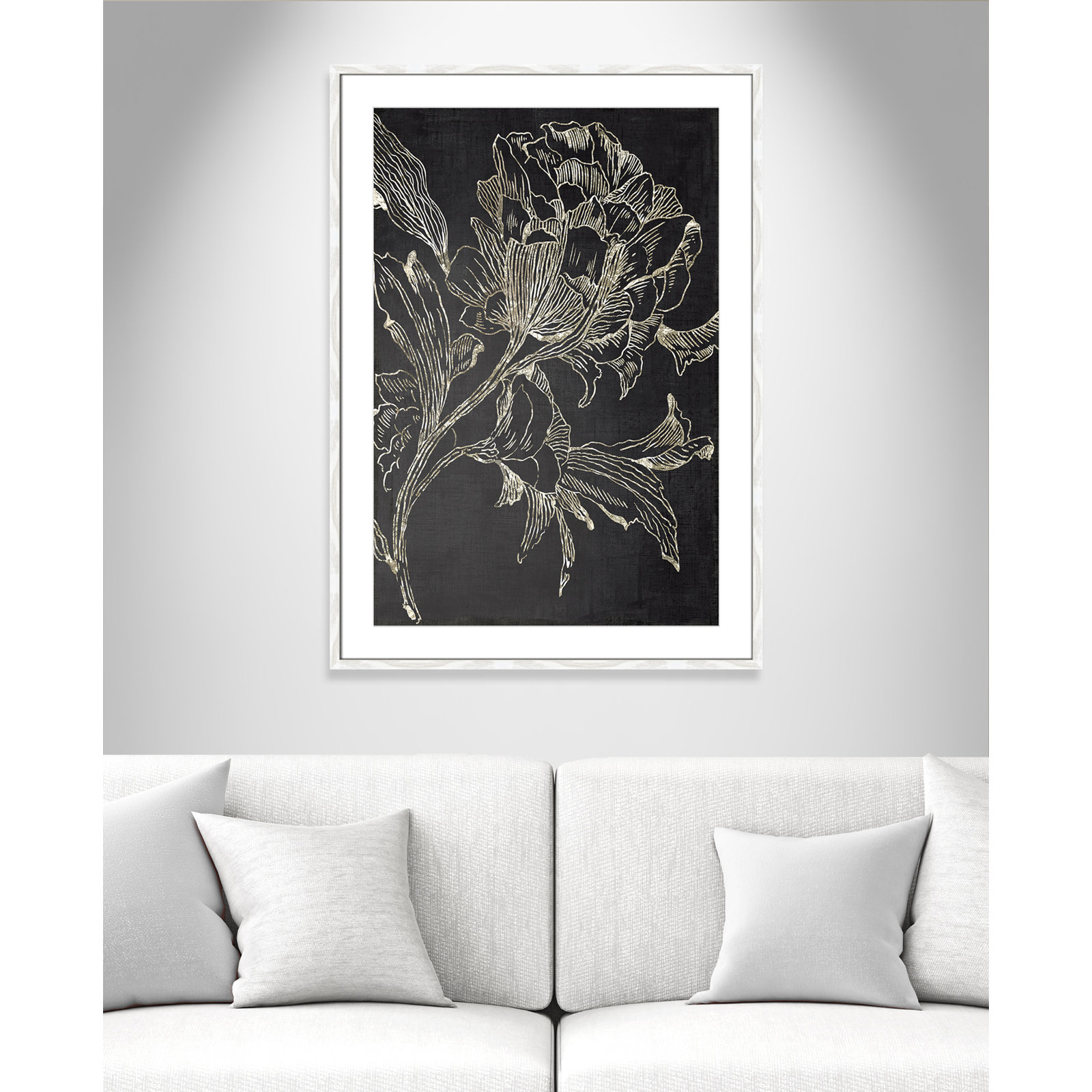 Clarendon "Golden Flower Folklore I" Print, 41.5" H x 29.5" W, White Framed