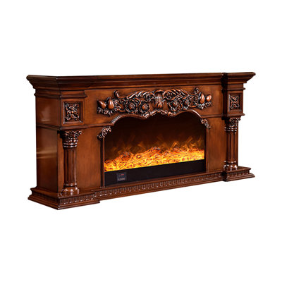 Brown Solid  Manufactured Wood Freestanding TV Cabinet Fireplace