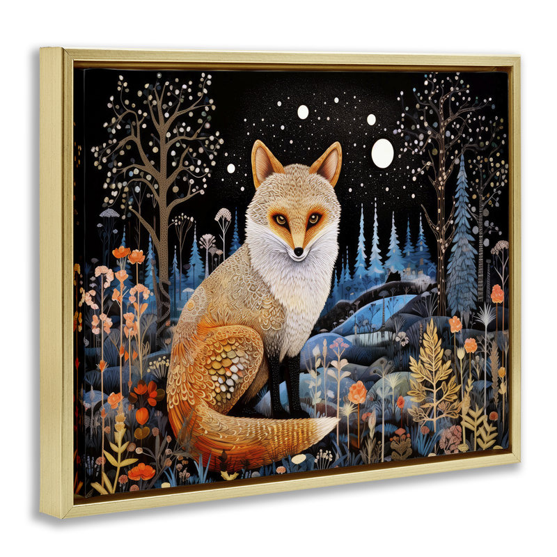 «Forest Fox in Nature», art mural sur toile par Ray Powers, Cadre flottant gris lustré, H 25 po x l 31 po
