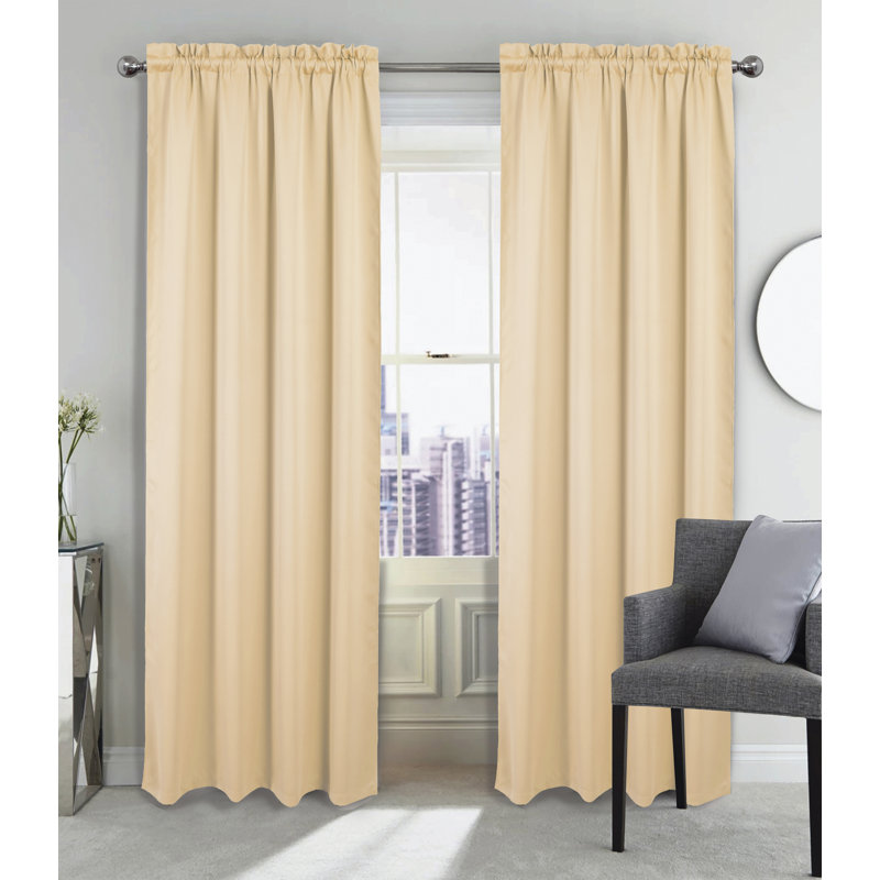 Twilight Blackout Thermal Rod Pocket Single Window Curtain Panel, Ivory, 54" W x 84" L