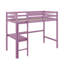 Lit mezzanine simple en bois d'hévéa avec barrière de sécurité, bureau intégré et échelle-601765255