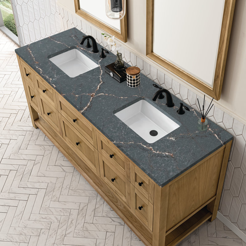 Breckenridge 72 in. Double Vanity, Light Natural Oak, Parisien Bleu