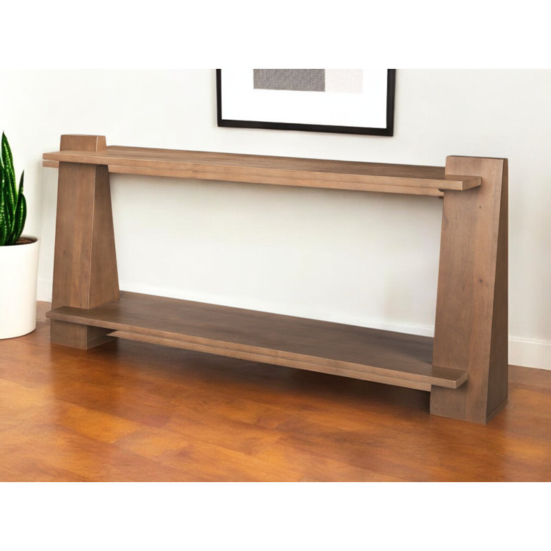 67" Brown Solid Wood Solid Console Table With Shelf