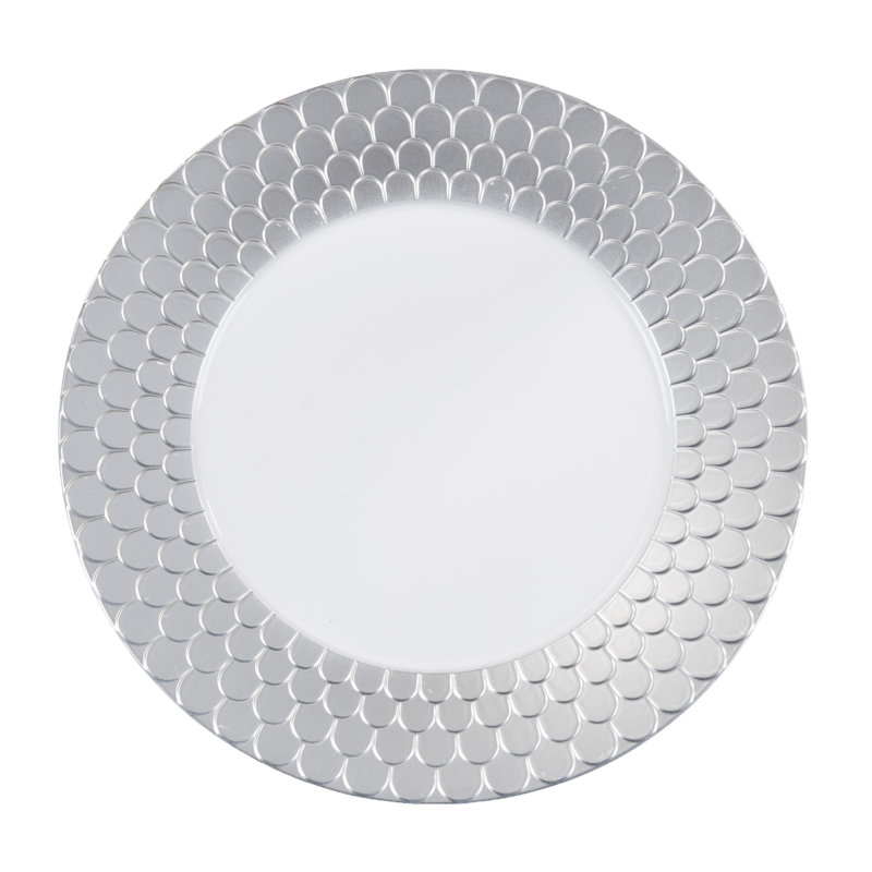 Assiette de présentation inspirée d'une écaille de poisson (ensemble de 4), Argent argent