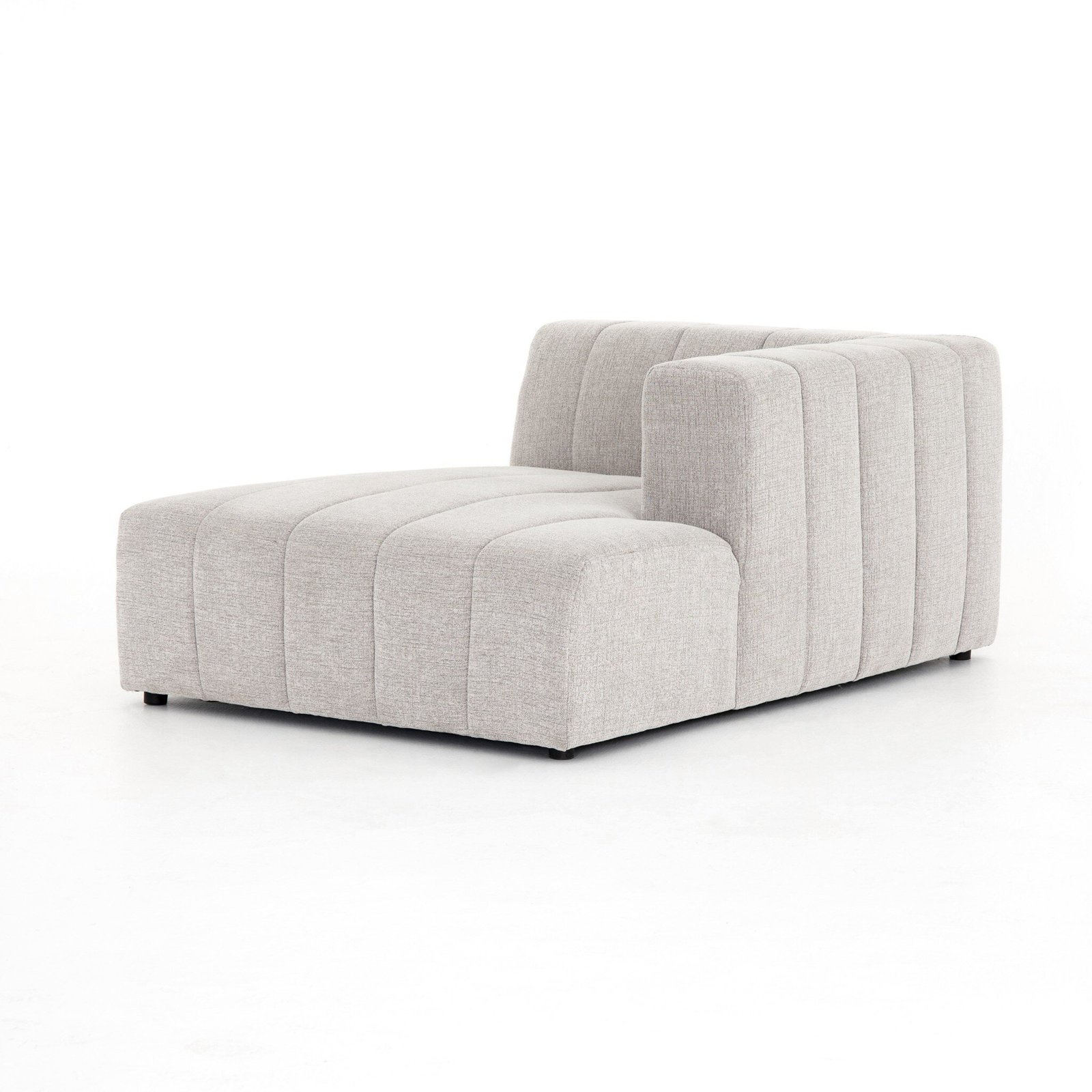 Bowry Channeled Chaise Lounge, Light Gray Napa Sandstone, Right Hand Facing