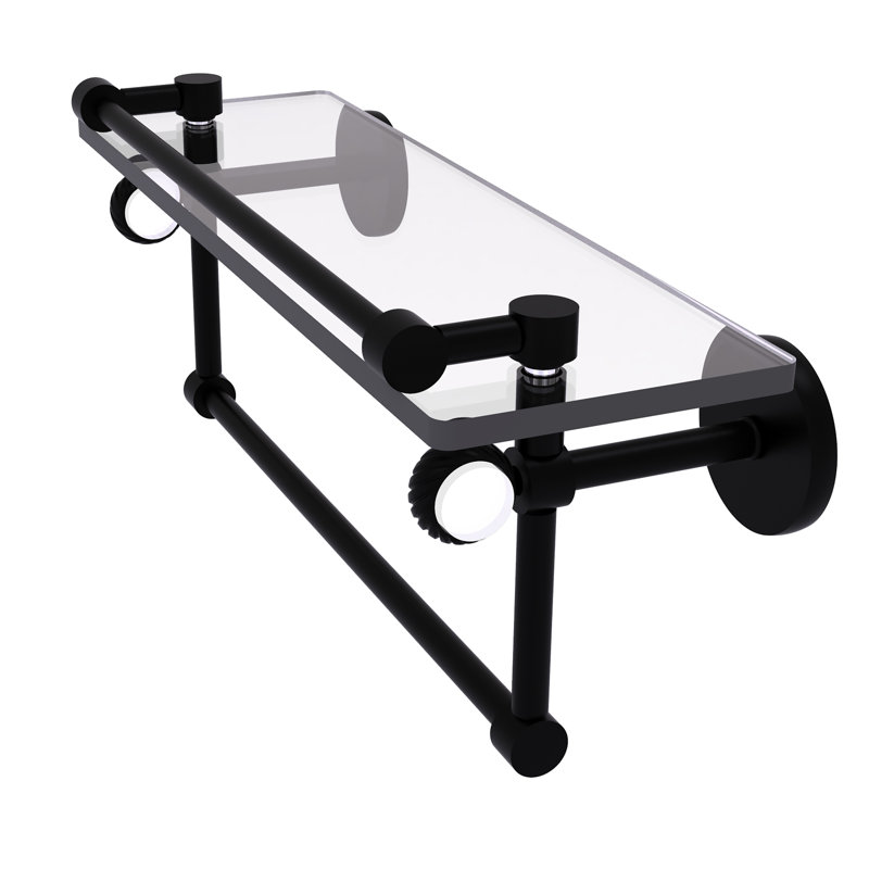 Tablette murale galerie de verre Margolis, H 6,7 po x l 16 po x p 5,8 po, Noir mat