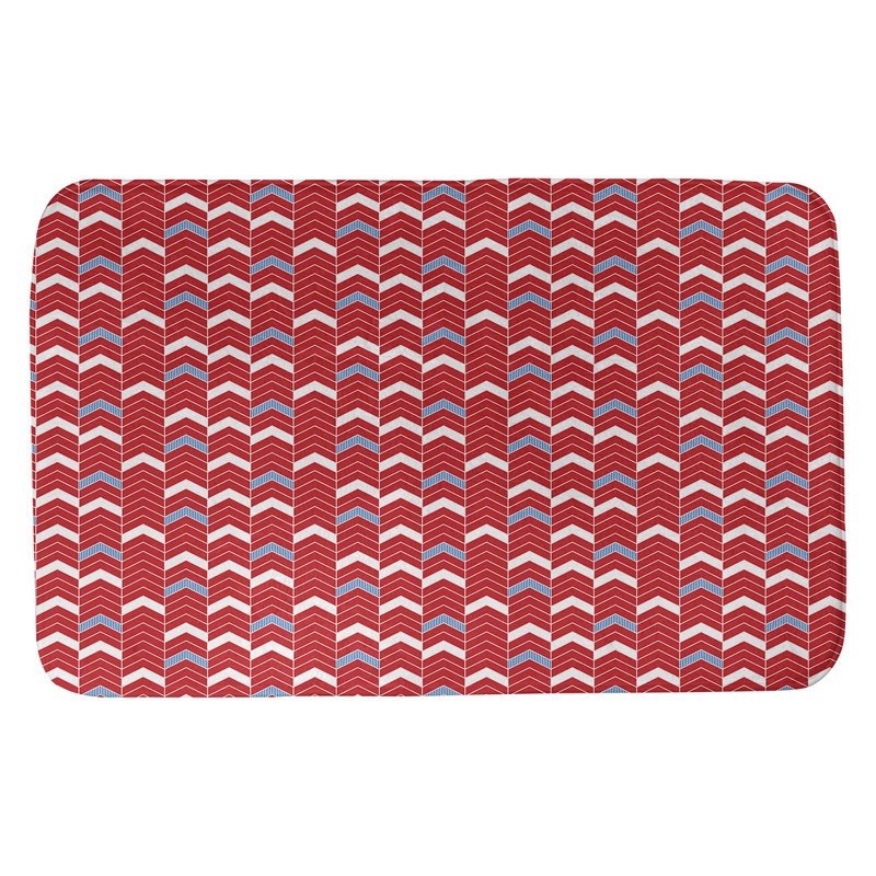 Bath Rug, 24" W x 17" L, Red/Blue