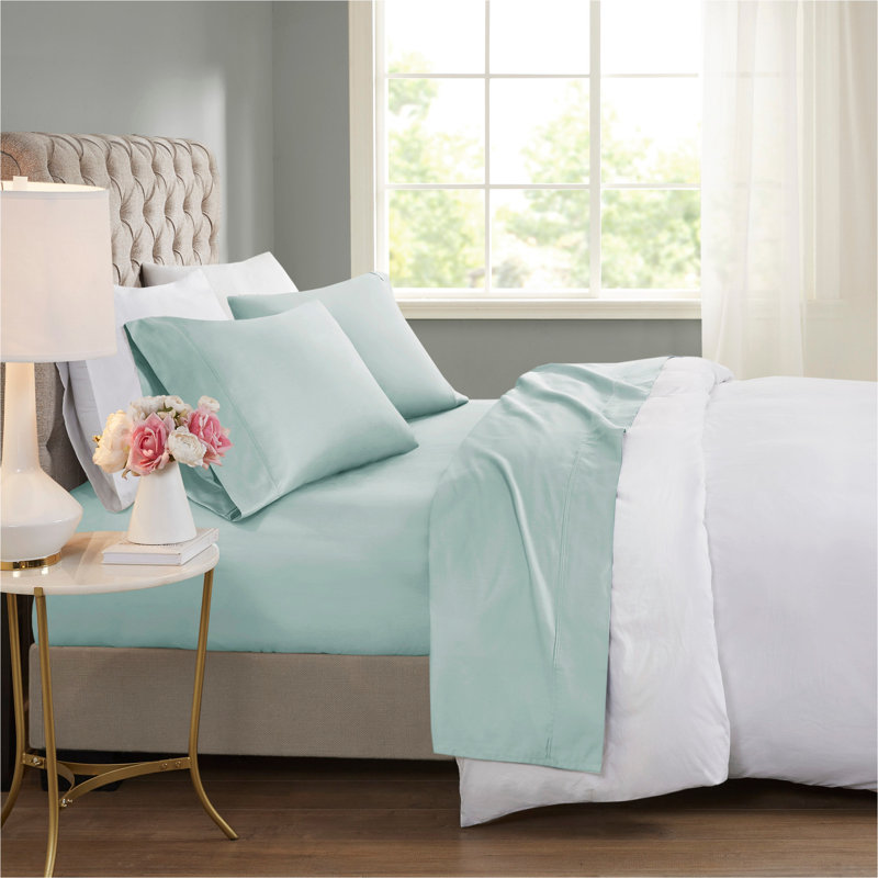 Ensemble de draps 4 pièces 4 pièces, Queen Sheet Set with 2 Pillowcases, Écume de mer, écume de mer