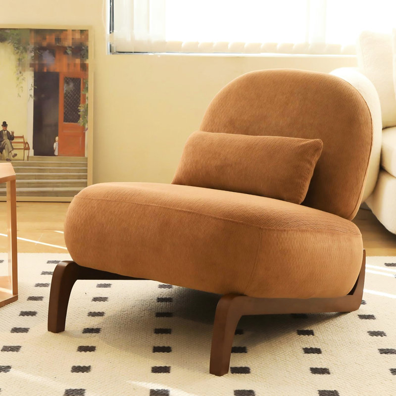 Fauteuil d'appoint rembourré et moelleux avec pieds en bois massif, idéal pour le salon, la chambre, l'appartement ou un balcon d'attente - Profondeur : 87,6 cm, largeur : 70 cm, hauteur : 70 cm, poids : 12,7 kg. Coussin de lecture confortable en tissu.