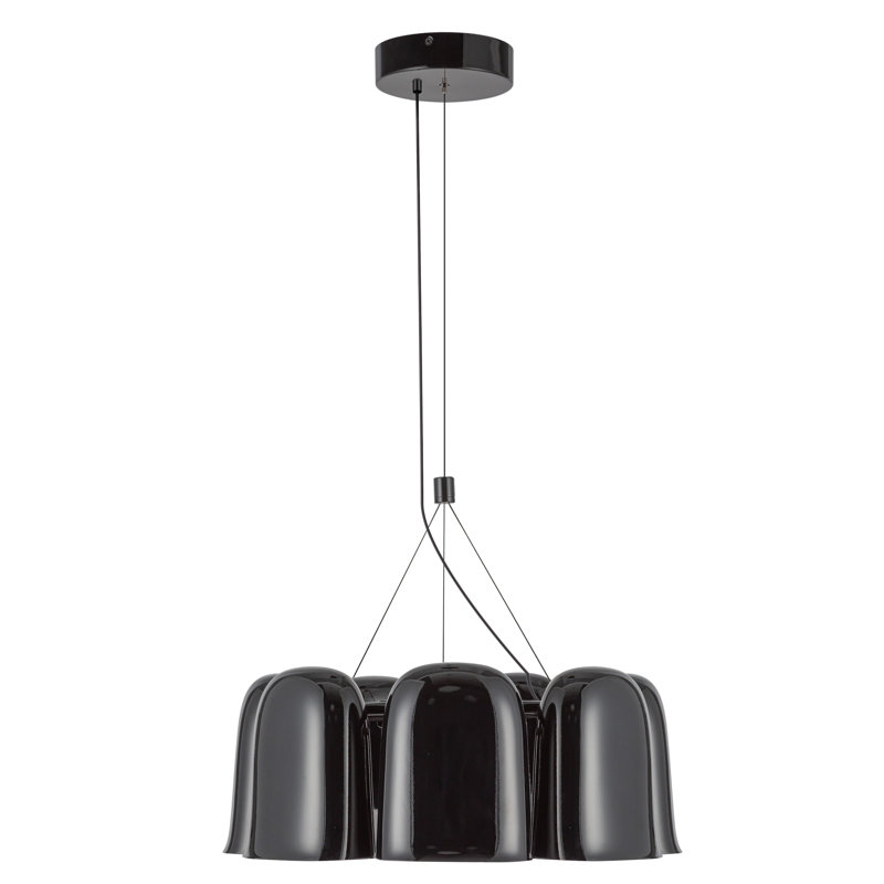 Bell 20-In Chandelier, Glossy Black, Black