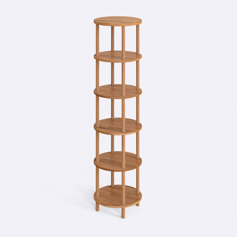 Bibliothèque ronde Soho en bois de hêtre massif avec style minimaliste