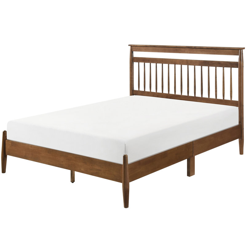 Queen Platform Bed In Chestnut Finish - Transitional Furniture For Bedroom, Wood Frame, No Box Spring, 64"X84.5"X47"H, One Delivery Bedroom Foundation, Shipping, 64"X84.5"X47"H