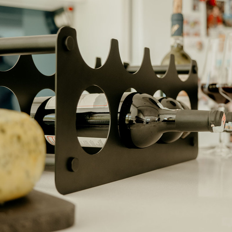 Rangement à vin et verre en métal - Support à vin de table autoportant, Noir