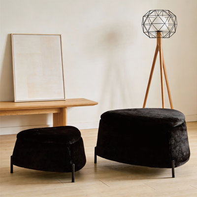 2 - Piece Upholstered Storage Ottoman,Shoe Changing Footrest,Makeup Stool(Set Of 2)